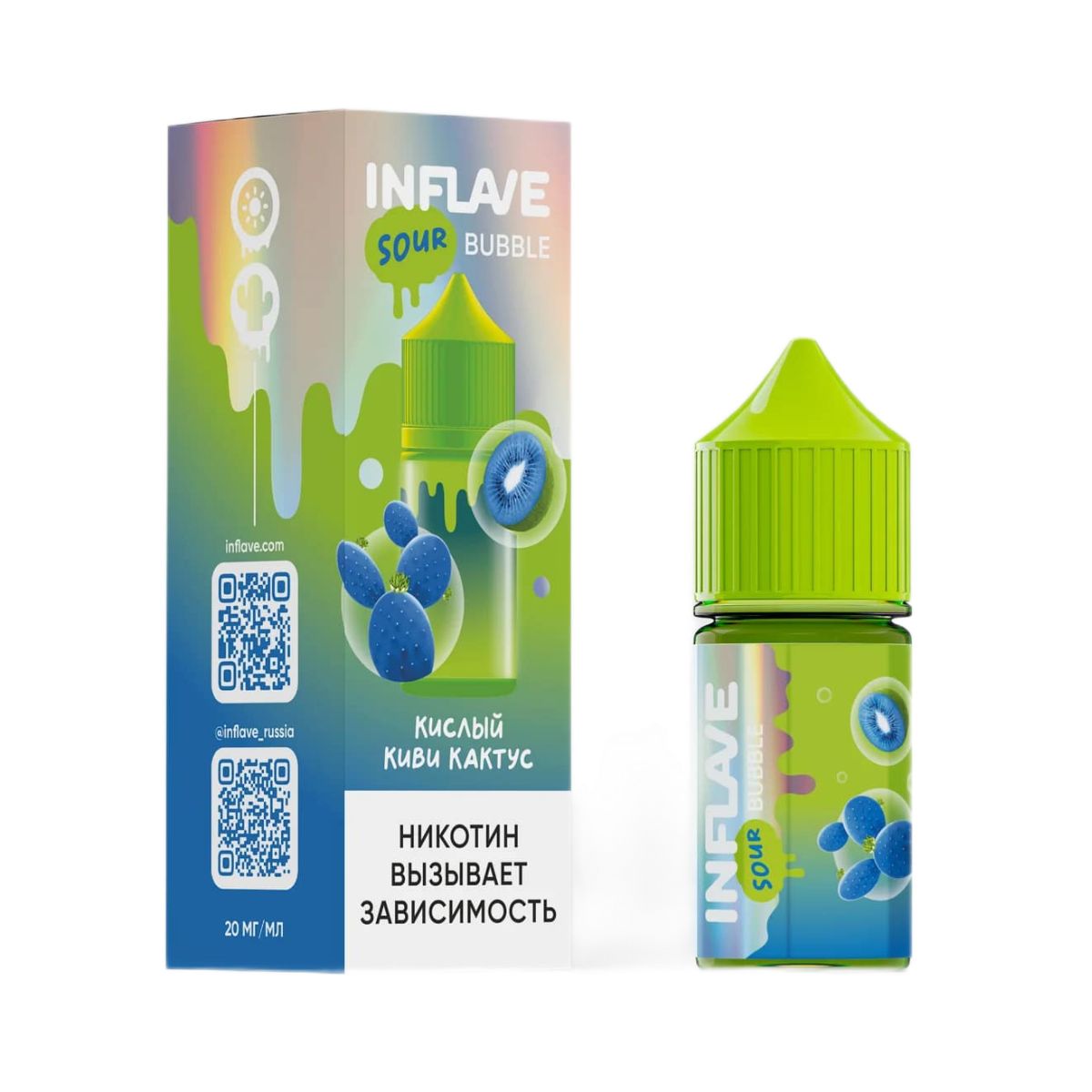 INFLAVE BUBBLE Кислый киви кактус 30мl. 2%