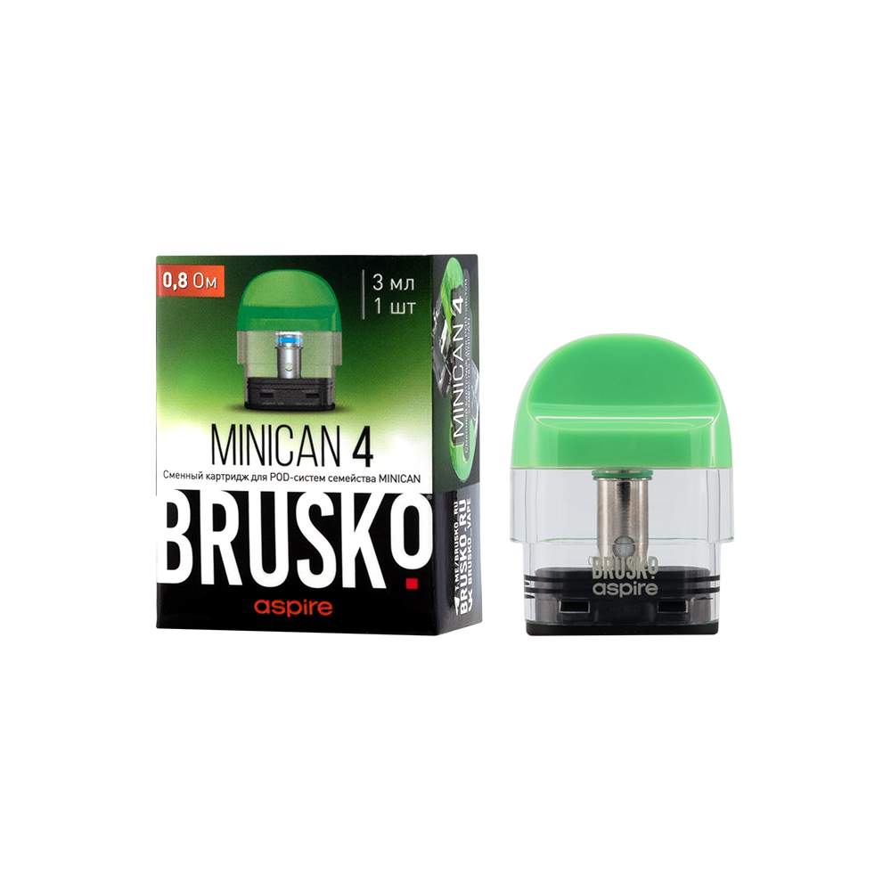 Сменный картридж Brusko Minican 4 - 3 мл (0.8 Ом) - Зеленый